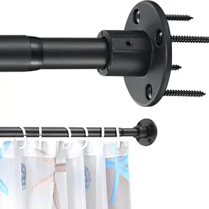 Adjustable Closet Rod, Rust-Resistant Stainless Steel, Wall-Mounted Industrial Shower Curtain Rod, Durable Wardrobe Hanger