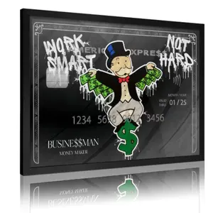 Monopoly Money Art Print – 'Work Smart Not Hard' Hustle Wall Decor, Motivational Canvas Poster for Entrepreneurs, Stylish Home & Office Aesthetic