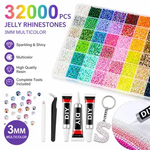 Jelly Synthetic Rhinestones for Bedazzling, 3mm Multicolor Resin Flatback Synthetic Gems for Diamond Art, Bedazzler Kit for Crafting Book Shoes Nail Art