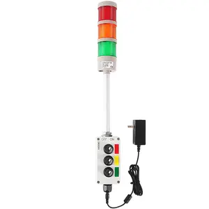 ANDONT 3 Stack Super Bright LED Andon Tower Lights with Buzzer, Off-ON or Flash, 6 ft Industrial Adapter, Plug Play Ready