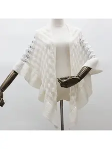 Retro Chinese style shawl for women, small coat for office air-conditioned room, outerwear, ruffled cardigan, triangular knitted scarf