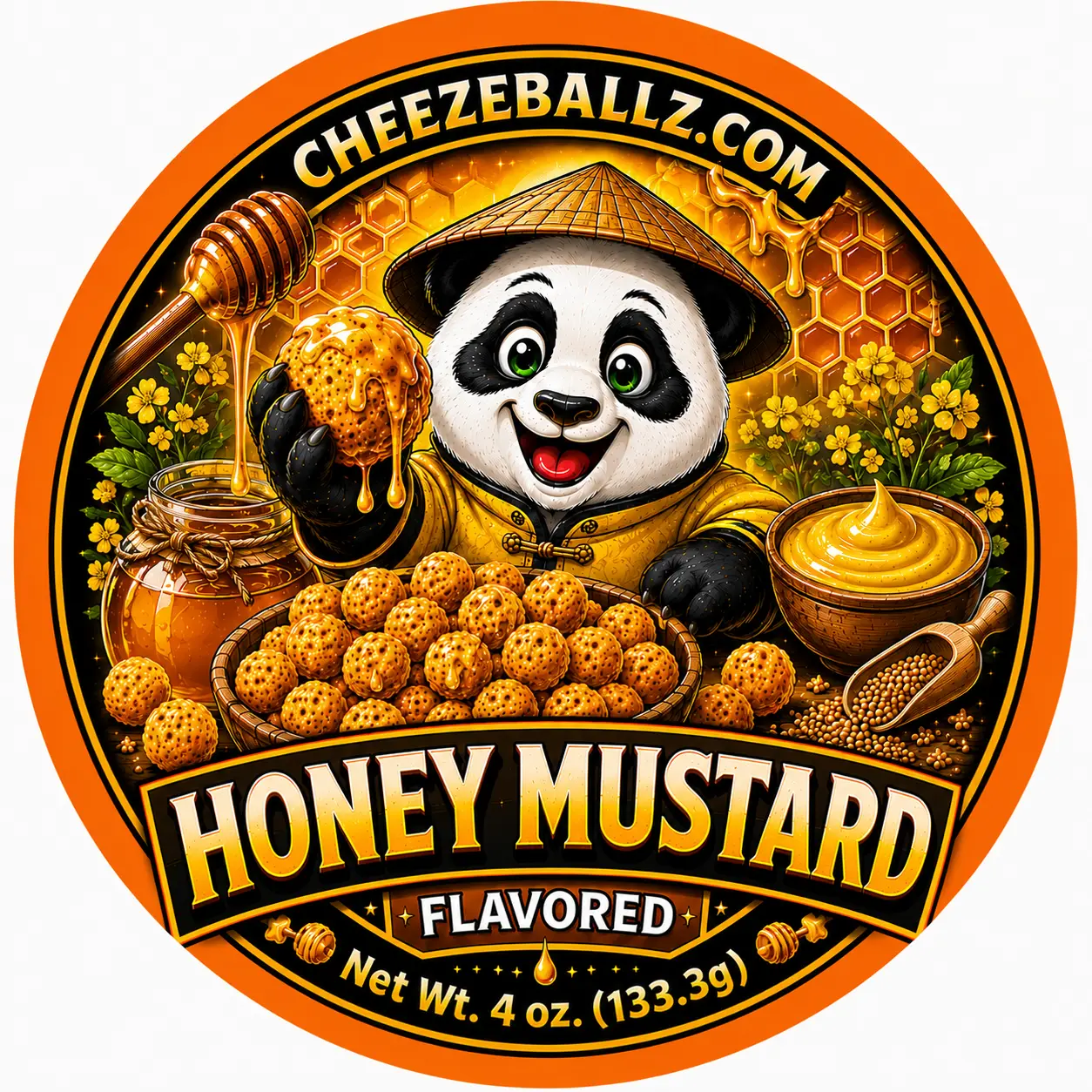 Honey Mustard - Gourmet Flavored Cheese Ball Puffs - 4 oz. Bag (Cheesy Snack, Crispy, & Crunchy Goodness!!)
