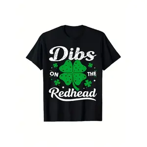 Funny St. Paddy's Day Irish Saying T-Shirt - Dibs on the Redhead Graphic Tee Suitable for Men & Women, Heavyweight Crewneck Shirt with Irish Text, Retro Pub Crawl Outfit, Year-Round Comfort for Casual Wear & Irish-Themed Events Oversized Comfy Print Basic