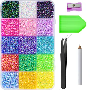 18000PCS Nail Rhinestones, Multicolor 3mm Flatback Rainbow Crystal Gems for Nail Art DIY Crafts Clothing Shoes Decor