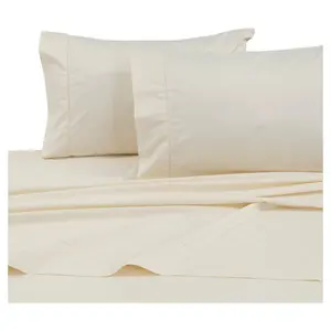 Cotton Sateen Deep Pocket Sheet Set (Queen) Ivory 700 Thread Count - Tribeca Living: Luxury Bedding 4-Piece Set Machine Washable