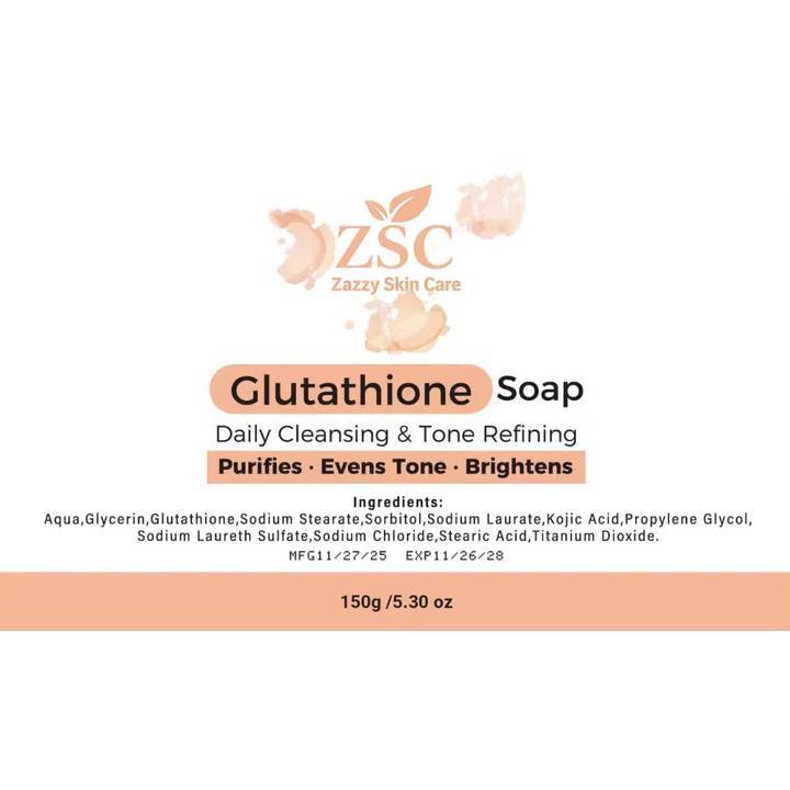 ZSC Bath & Body Glutathione Soap Daily Cleansing & Tone Refining Purify Even Tone Brighten for All Skin Types Aqua Glycerin Glutathione