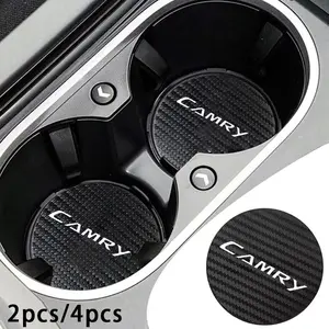 For Camry 2pcs/4pcs Carbon Fiber Texture Anti-Slip Cup Holder, Protects From Scratches, Decorative Vehicle Accessory