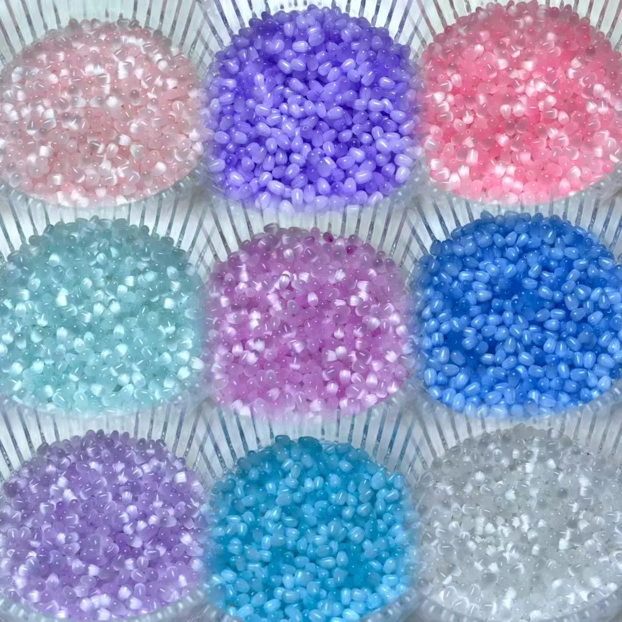 【L1-14】4x6mm Oval Cat Eye Glass Bead 30ml