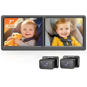 7" Dual Car Camera Baby Monitor, 1080P HD Split Screen, IR Night Vision, Double Car Camera for 2 Baby, Easy Setup for Carseat, Perfect for Family Trave, Summervibes