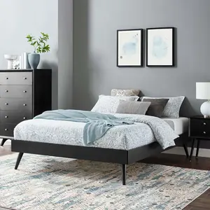 Modway Margo Queen Wood Platform Bed Frame in Black