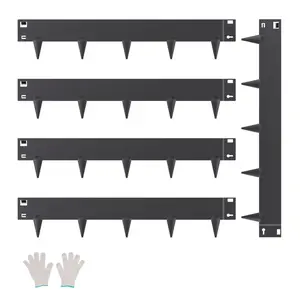 【SummerFinds】VEVOR Steel Landscape Edging - 5 Packs 39x4in Rust-Resistant Black Metal Flowerbed Edging, Cracking-Resistant, 1 Instruction Manual, 1 Pair of Installation Gloves for Roadsides