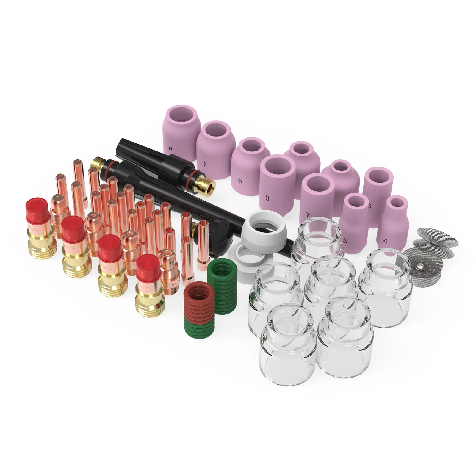 YESWELDER 71 Units TIG Welding Torch Consumables Pack | Stubby Gas Lens, Collets, #10 Pyrex Cup for WP-17/18/26 TIG Torches