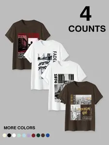 Men's Short-Sleeve T-Shirt - City-Themed Graphic Apparel, California/New York/Paris Designs, Urban Landmark & Typography Styles, Comfortable Relaxed Fit, City Travel Outings, Casual Gatherings & Streetwear Looks, Stylish Tees for City Travel Enthusiasts,