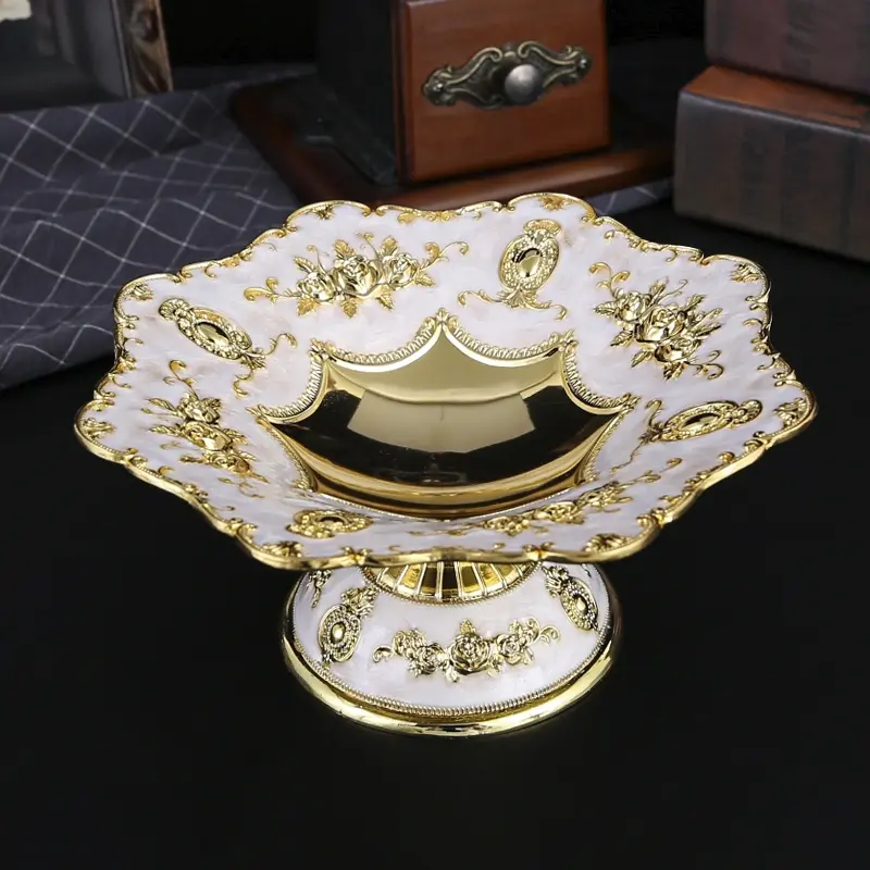 Modern Luxury Metal Rose Fruit Tray, Dessert Serving Trays, Stackable Design for Afternoon Tea & Table Decor, Elegant Home Accessory for Dining Tables