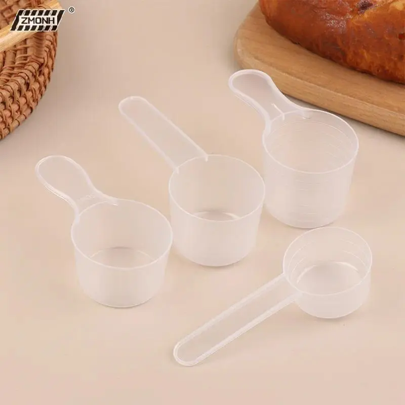 10Pcs Minimalist Round Transparent Plastic Milk Powder Measuring Spoons, Multi-Adjust 15G 30Ml)-25g-30G 60Ml)-35g With Graduated Scale, Kitchen Utensils For Baking, Roasting, Round Mouth Design
