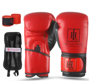 High Line Boxing Gloves for Men and Women| Premium Punching Gloves/Boxing Training Gloves Made with Faux Leather| Free Wrist Wraps and Bag Included (10 oz, 12 oz, 14 oz & 16 oz)