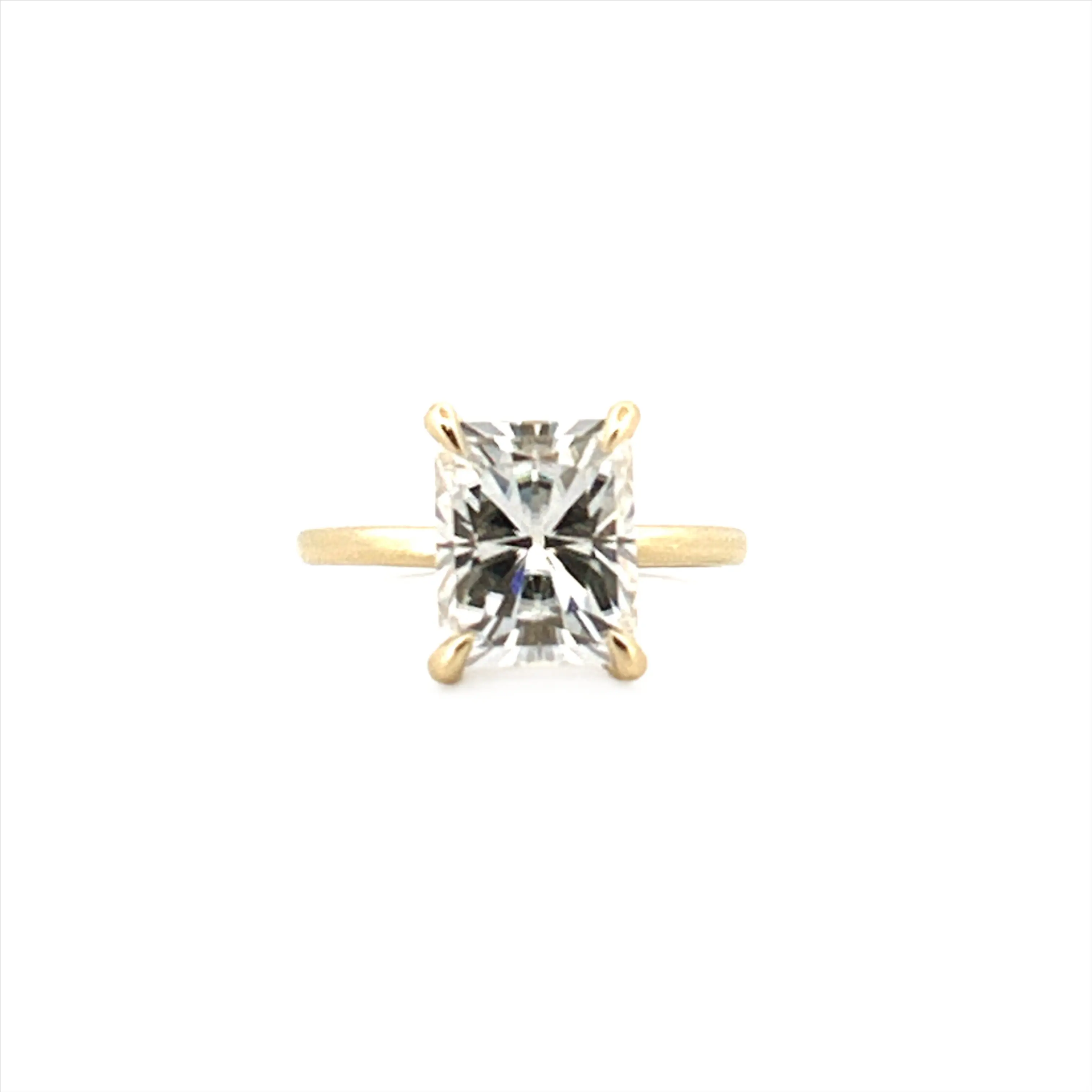 14K Gold 4.00 Carat Radiant Cut Moissanite Solitaire Engagement Ring