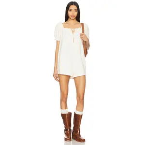 Free People Daisy Denim Babydoll Romper in Vanilla