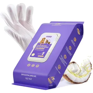 Cleaning Deodorizing Glove Wipes for Dogs & Cats, Vet Recommended Hypoallergenic Pet Cleaning and Hydrating Glove Wipes, Nourish Fur Coconut Oil Pet Bathing Wipes for Horse Coat Care