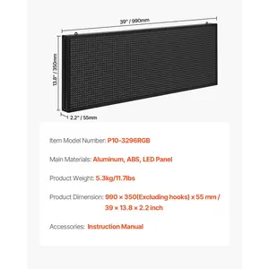 VEVOR Programmable LED Sign, P10 Full Color Flexible Digital Scrolling Panel, DIY Custom Text Pattern GIF Display Board, Bluetooth APP Control Message Shop Sign for Store Business Advertising, 40x14 in