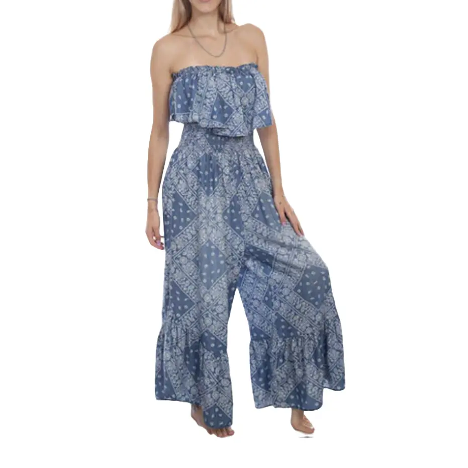 Scully Ladies Bandana Paisley Printed Light Blue Jumpsuit HC744-LBL
