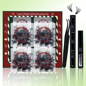 Loose Cluster Lash Extension Kit 400PCS Eyelash Extension Kit Natural Lash Clusters Kit 40D D curl Individual Lashes with Lash Applicator and Bond & Seal and Remover Tools Self Application DIY at Home