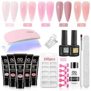 Extension Gel Kit, Professional Nail Art Kit, Portable Uv Lamp & Nail File & Nail Brush & Nail Tips & Nail Polish, Ideal for Girls' Nail Care, Manicure, Nail Art Set, Nail Art Sheet, Nail Kit Acrylic Set, Polygel Nail Kits, Poly Gel Nail Kit Complete