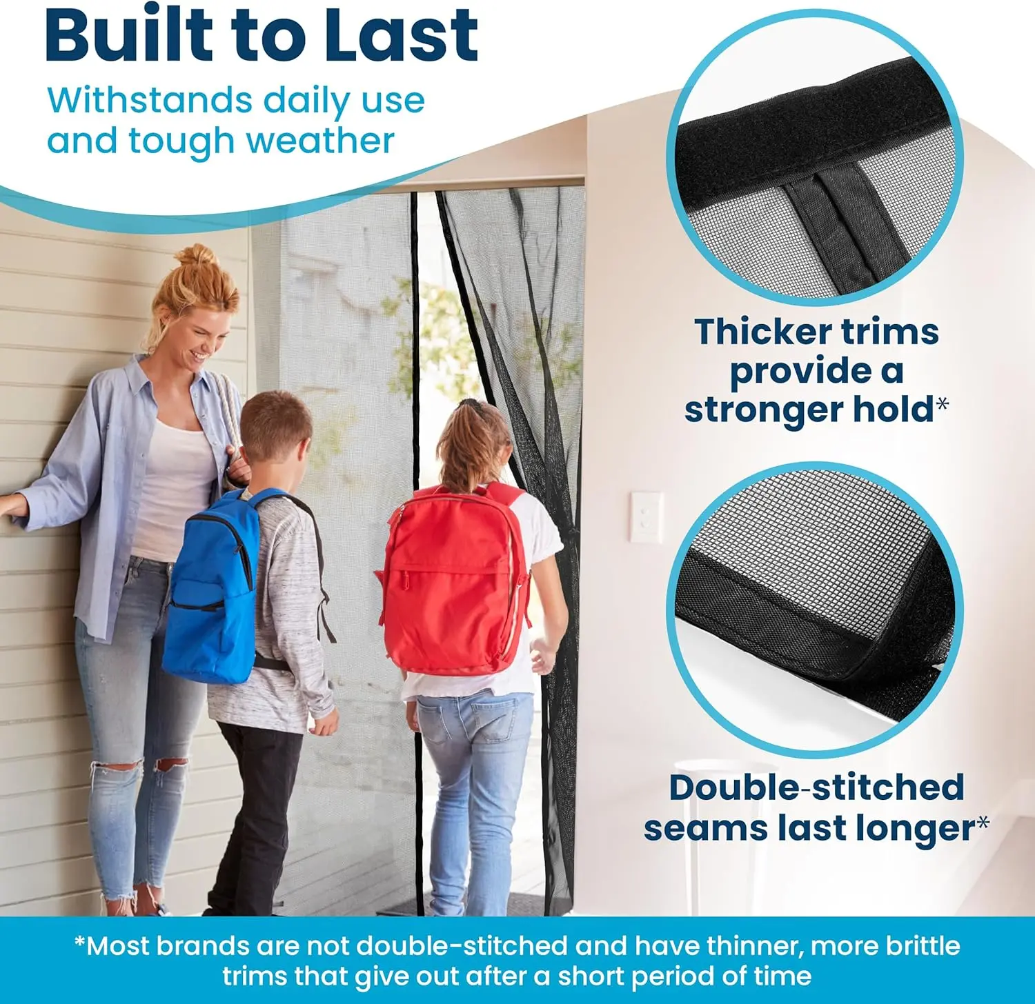 lux Phenom Magnetic Screen Door - Bugs Out, Breeze in - 9min Install Auto-Sealing Heavy Duty Double Stitched Mesh, 52 Magnets, Hands Free Sliding & Patio Doors Net, Pet & Kid Friendly