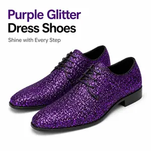 YANXIANSHOES Men’s Purple Glitter Dress Shoes | Shine with Every Step