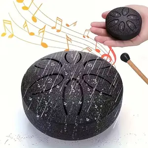 Steel Tongue Drum, Ethereal Drum 3 Inch 6 Notes Steel Hand Drum Percussion Instrument, Portable Mini Handpan with Mallets, Music Book Included