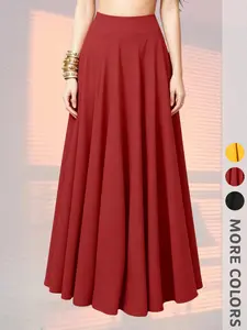 New Women's Solid High-Waist Maxi Skirt, Back Zip Design, Side Pockets, Flared Hem, Elegant Fashion, All Seasons, Loose Fit