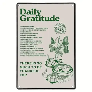 Daily Gratitude Metal Tin Sign, Creative Wall Art, Wall Decor for Home Living Room Bedroom Office, Home Decor Ideas