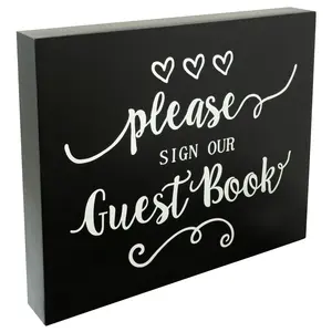 JennyGems Wedding Reception Signs, Please Sign Our Guest Book Wedding Sign, Guest Book Table Sign, 10x12 Inch Wood Sign, Rustic Wedding Decor, Guestbook Sign for Bridal Shower