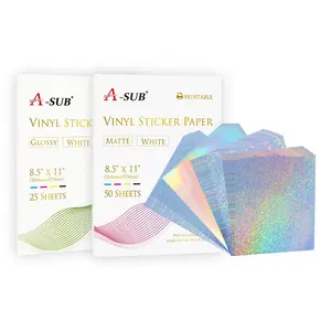 Premium Waterproof & Holographic Sticker Paper Bundle – Glossy Vinyl (25/50 Sheets) + Holographic (20 Sheets) for Inkjet/Laser Printers"