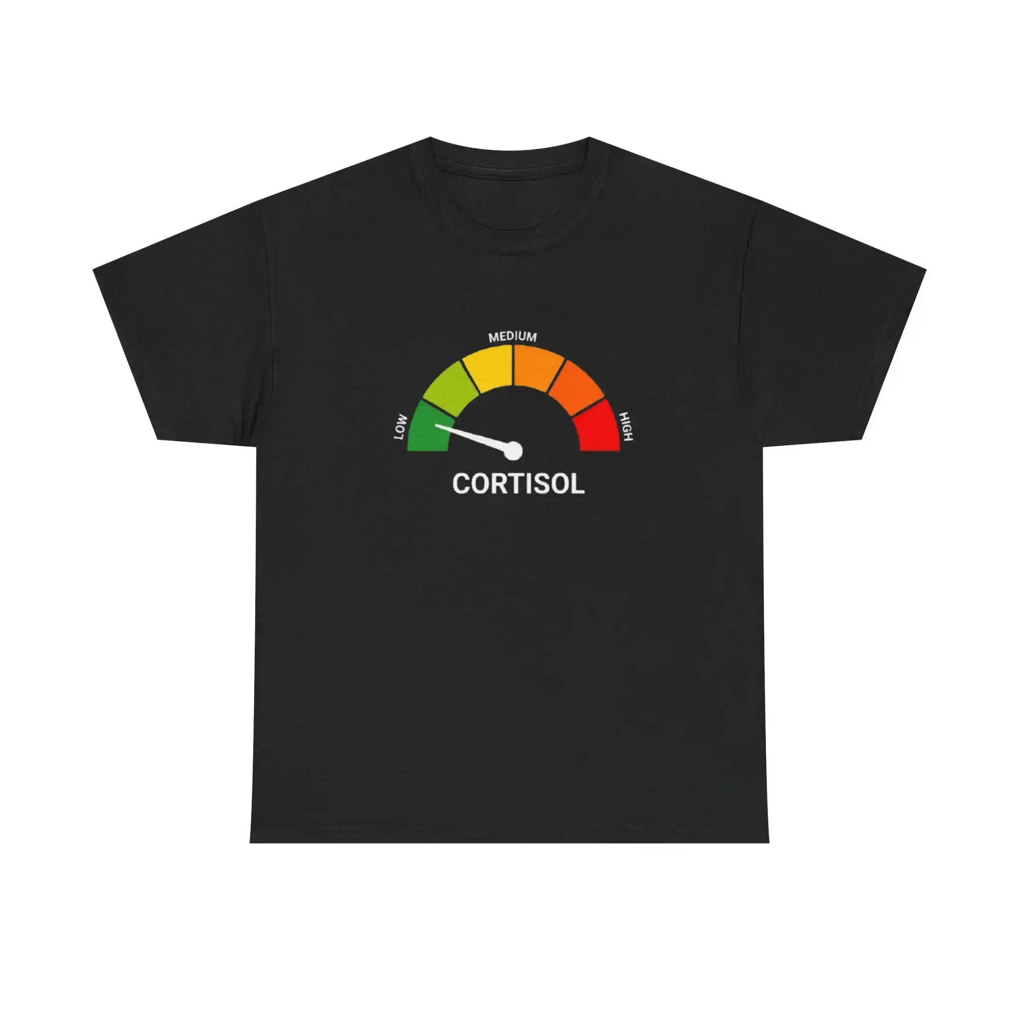 Low Cortisol Level 100% Cotton Gauge Tee | Hormone Meter T-Shirt