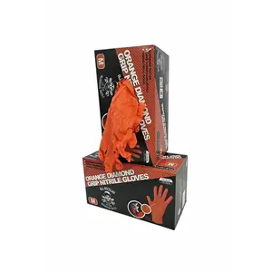 Orange A3Supply Diamond Grip Nitrile 8MIL. Glove, 1000count, Medium