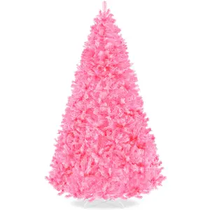 Best Choice Products Artificial Pink Christmas Full Tree Festive Holiday Decoration w/ Stand