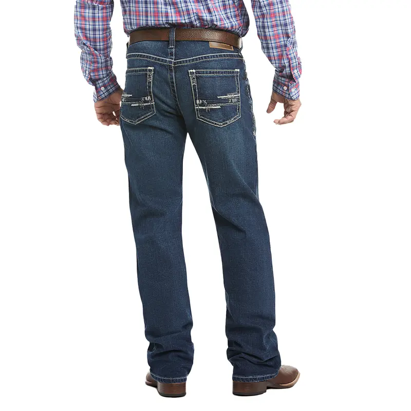 Ariat® Men's M4 Adkins Turnout Relaxed Bootcut Jeans - Menswear, Cotton Fabric, Embroidered Detailing, Stitch Accents, Zippers, Heavy-duty Zip, Hardware (10021767)
