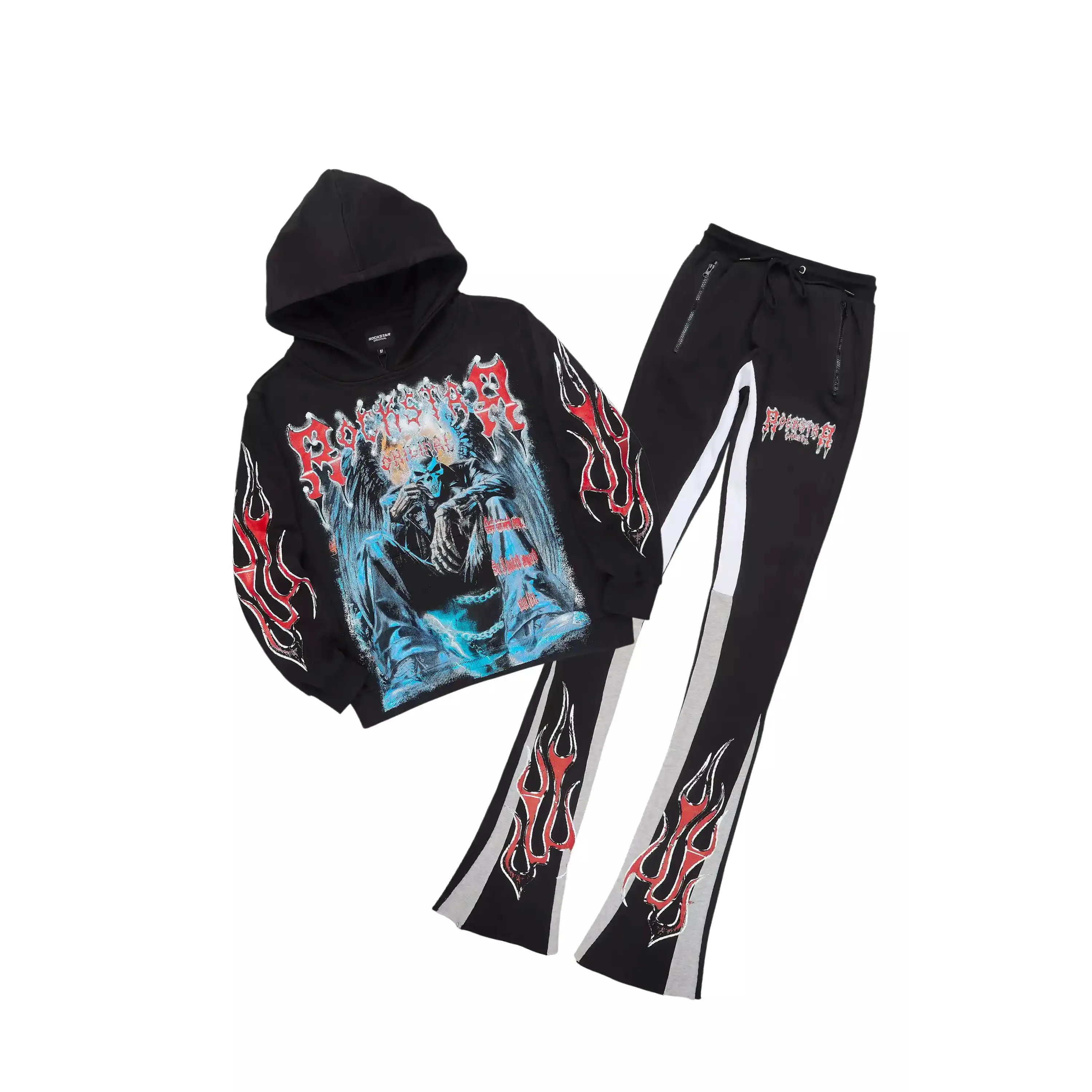 Krowne Black/Blue Hoodie/Super Stacked Track Set