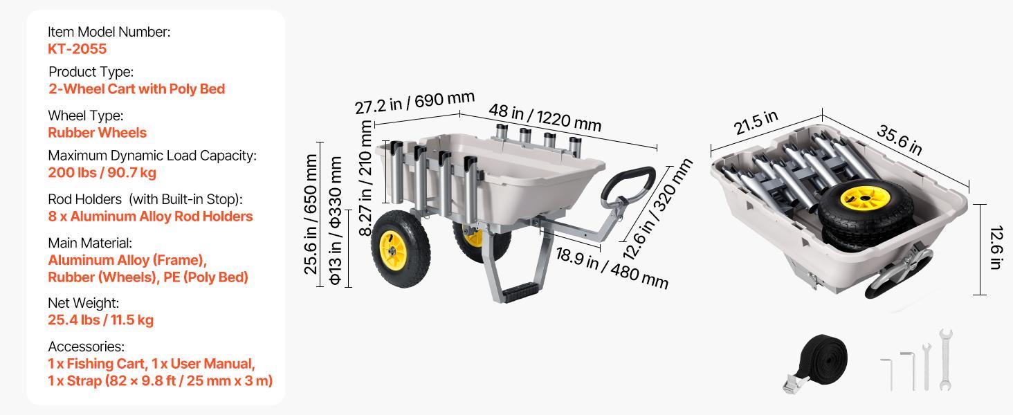 【FathersDayGift】VEVOR Beach Fishing Cart, 200 lbs Load Capacity, Foldable Fishing Cart with Heavy-Duty Aluminum Alloy Frame, 13-Inch All-Terrain Tires, 8 Rod Holders, Strap, Easy to Clean, for Outdoor Camping Picnic 【FathersDayGift】VEVOR Beach Fishing Cart, 200 lbs Load Capacity, Foldable Fishing Cart with Heavy-Duty Aluminum Alloy Frame, 13-Inch All-Terrain Tires, 8 Rod Holders, Strap, Easy to Clean, for Outdoor Camping Picnic