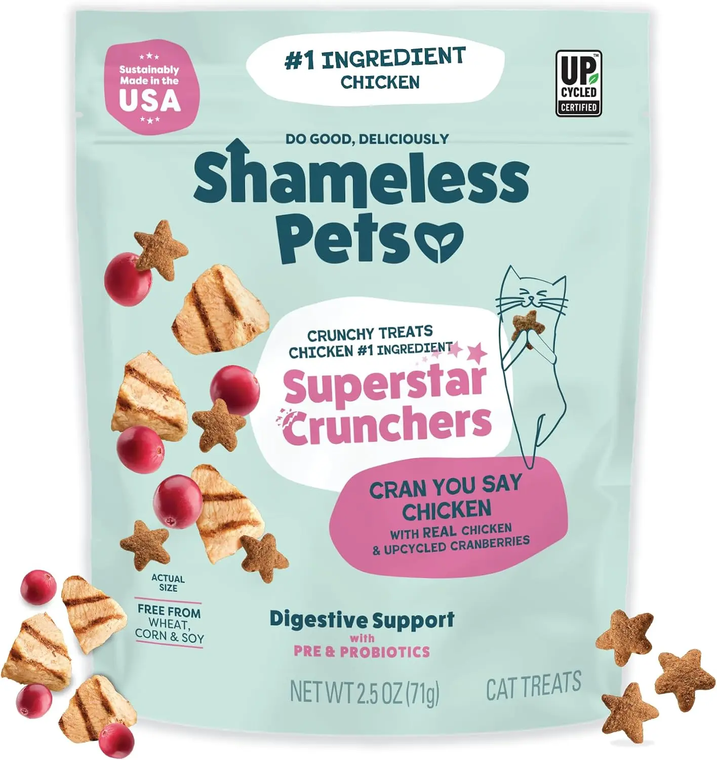Shameless Pets Crunchy Cat Treats - Cran You Say Chicken, 1-Pk Kitty & Kitten Treats for Cats with Real Chicken & Cranberries