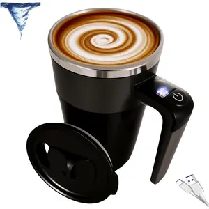 Self Stirring Coffee Mug,with LCD Temperature Display,Rechargeable automatic  stirring coffee mug,14 fl.oz Auto Stir Coffee Mug,316 stainless steel,Ideal  for Coffee Lovers,Black