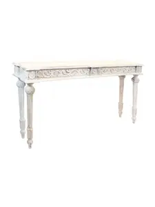 HomeRoots 488793 54 in. White Solid Wood Distressed Console Table