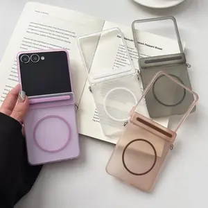 Fin Matte Magnetic For Magsafe Wireless Charging Hinge Phone Case For Samsung Z Flip 7 6 5 5G Shockproof Ultra Thin Hard PC Cover