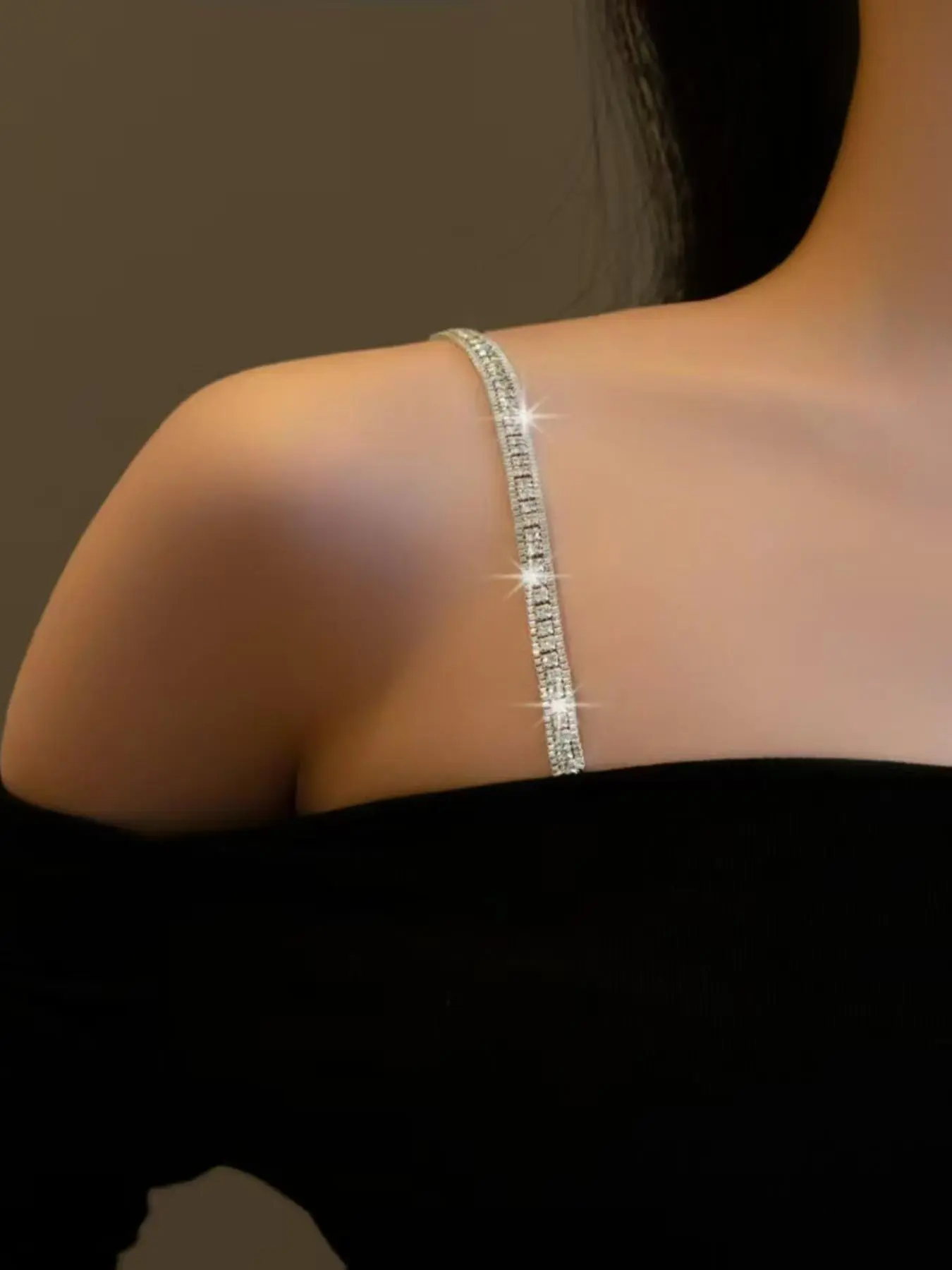 2-Piece Women's Elegant Crystal-Decorated Bra Straps with Crystal Embellishments, Adjustable Metal Back Straps with Comfortable Support, Stylish Women's Shoulder Straps