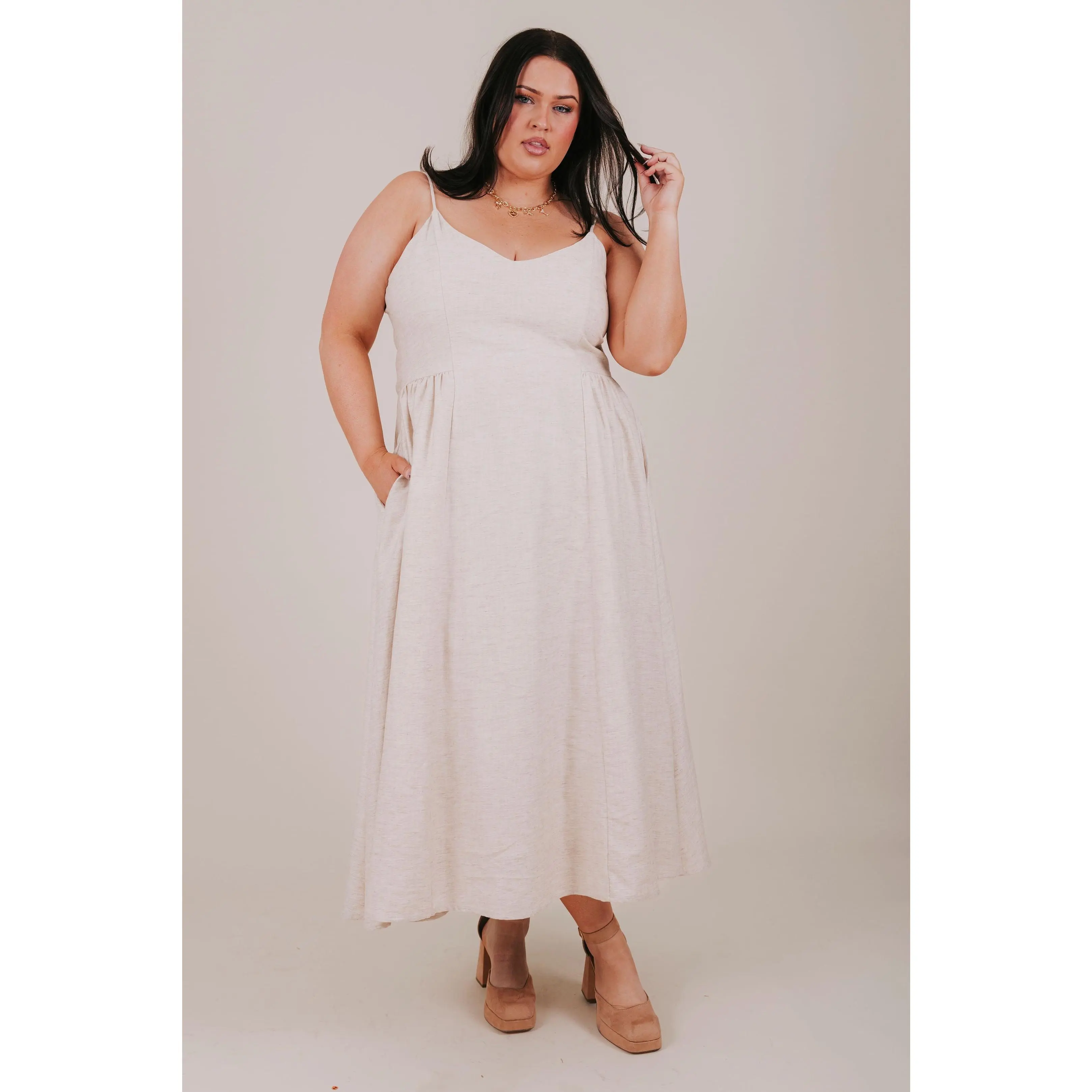 Women's Inclusive Sizing This I Promise You Casual Dress, Adjustable Spaghetti Straps, Elegance-Focused Design