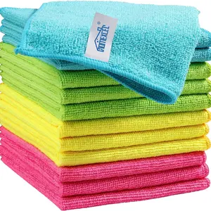 Microfiber Cleaning Cloth,12 Pack Cleaning Rag,Cleaning Towels with 4 Color Assorted,11.5"X11.5"(Green/Blue/Yellow/Pink)