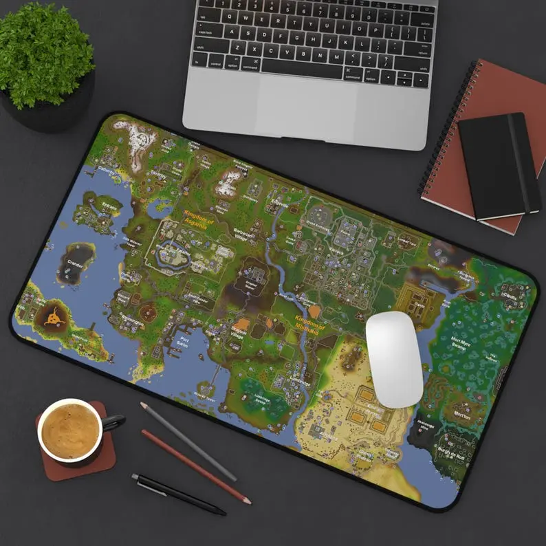 Runescape Desk Mat, OSRS Playmat, Gaming Desk Mat, Runescape Gift, Video Game Accessories Play Mat, XL Desk Mat World Map