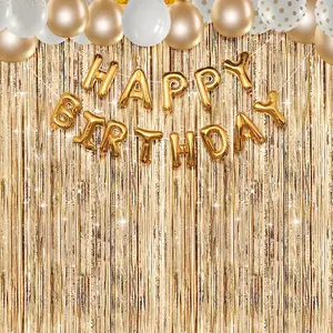 Champagne Gold Glitter Foil Streamer - Metallic Tassel Ribbon for Party Backdrops, a Durable & Sparkling Decoration for Birthdays, Weddings & Seasonal Celebrations Party Event Props