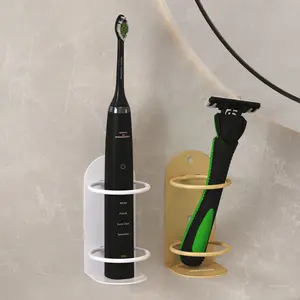 Wall-Mounted Toothbrush Holder, Self-Adhesive No Drilling, Electric Toothbrush Organizer, Bathroom Storage for Razors, Brushes, Toothpaste, Bathroom Accessory